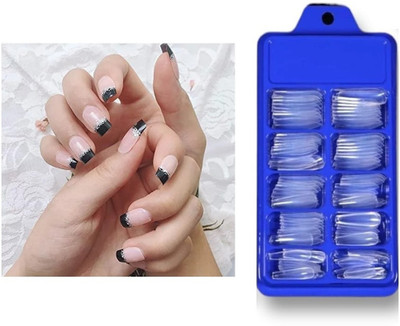 OLETSUN New Fabulous 100pcs Artificial Reusable False Artificial Nails Transparent(Pack of 100)
