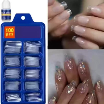 JANOST New Nails Extension Kit With Gule Transparent(Pack of 100)