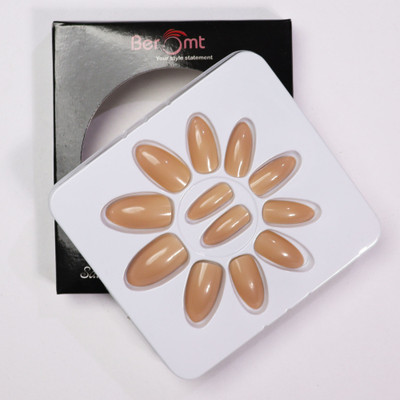 BEROMT PREMIUM GLOSSY NAILS - 307 Brown(Pack of 12)