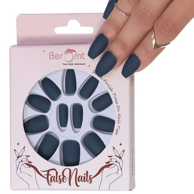 BEROMT PREMIUM MATTE NAILS 483 DARK BLUE(Pack of 12)