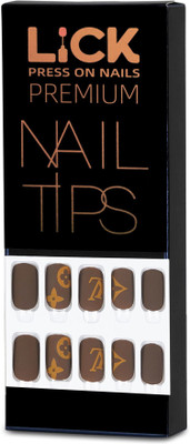 Lick - Press on Nails Matte Brown Fake/False/Artificial Acrylic Nails Set Nail Art Nails Extension-996 Matte Chocolate Brown(Pack of 12)