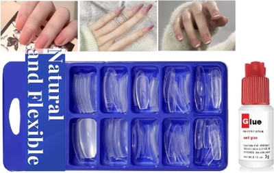 FELICECHIARA Best 100 pc Transparent and 1 Glue Transparent And Artificial TRANSPARENT(Pack of 100)