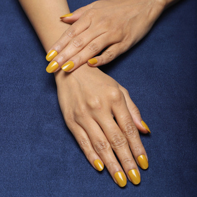 Lick - Press on Nails Mustard Yellow Artificial Nails Extension Reusable Acrylic Nails Oval Shape Mustard Yellow(Pack of 24)