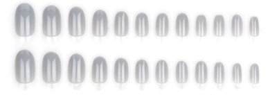 Lick - Press on Nails Artificial/False _ Art Or Application Kit Oval Shaped Glossy Grey Oval Shape-641 Glossy Grey(Pack of 24)