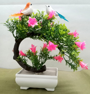 RESILIENCE Home Decoration Artificial Plant Bonsai Wild Artificial Plant  with Pot(22 cm, Multicolor)