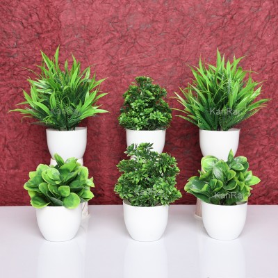 KanRaj Artificial Bonsai Mini Table Top Plant With Pot for Home & Office Dcor Bonsai Wild Artificial Plant  with Pot(13 cm, Green)