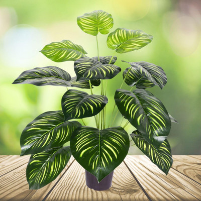 De Gardenia Dual Shade Artificial Plant  with Pot(63 cm, Green)
