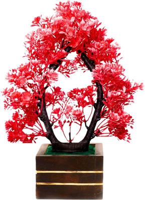 Show Style Artificial Plants for Home Decor red flower pots for decoration livingroom table Bonsai Artificial Plant  with Pot(26 cm, Red)