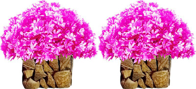 Show Style Combo Artificial Plants for Pink Flower for bedroom & livingroom & table Decor Bonsai Artificial Plant  with Pot(18 cm, Pink)