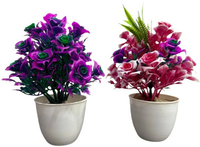 GREENISH Artificial Plants with Pot Small Faux Plants for Home Decor Wild Artificial Plant  with Pot(13 cm, Green)