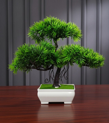 Kraftbix Kraftbix Artificial Bonsai Wild Plant Bonsai Wild Artificial Plant  with Pot(20 cm, Green)