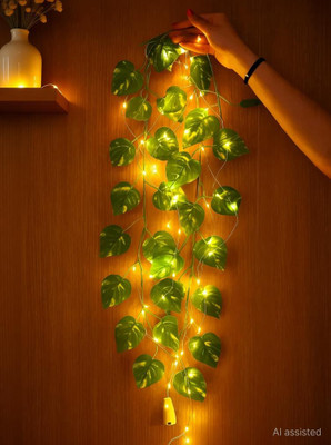 EFTSOON 8Ft Money Plant Vine with String Lights for Home, Wedding, and Party Décor Artificial Plant(45 cm, Green)