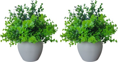 Decosoma pack of 2 Artificial potted Plants, Decorative items for Home and Office Decor Bonsai Artificial Plant  with Pot(27 cm, Green)