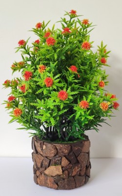 BAARIG Bonsai Wild Artificial Plant  with Pot(24 cm, Orange, Green)