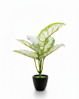 plantworld Long Leaves Artificial Plant Bonsai Wild Artificial Plant  with Pot(25 cm, Green)