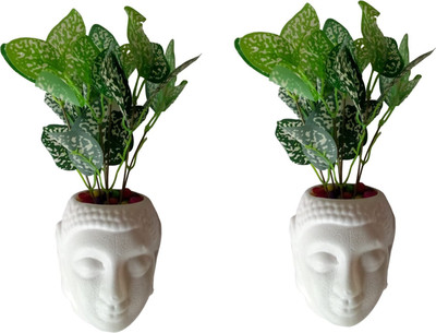 Green Plant indoor Bonsai Artificial Plant  with Pot(8 cm, Green)
