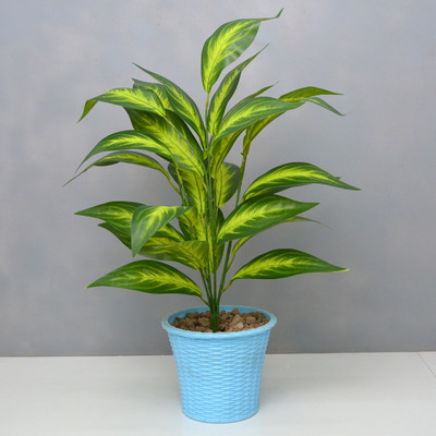 DecoreBugs 26 Leaves Greenery Faux Plant (Pot Not Included) Wild Artificial Plant(65 cm, Green)