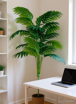 Conisstore Artificial Beautiful 12 Leafs Tree Home Interior & Exterior Plant Palm Tree Artificial Plant(60 cm, Green)