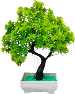 DIYANK Artificial green trees plant for dinning table, bedroom etc. Bonsai Wild Artificial Plant  with Pot(23 cm, Green)