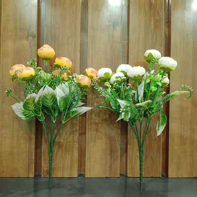 Decogreen Bonsai Artificial Plant(29 cm, Orange, White)