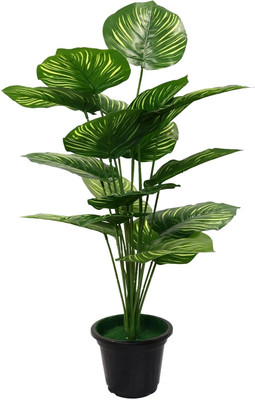 De Gardenia De Gardenia 30-Inch Artificial Philodendron Caladium Plant Artificial Plant  with Pot(76 cm, Green)