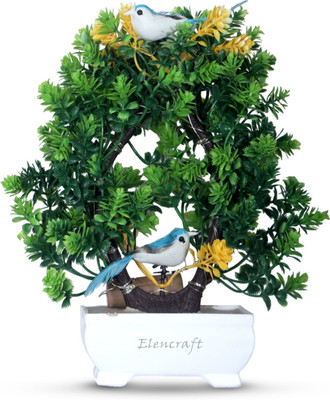 Bloom Artificial Bonsai Plants Pack of 6 for HOME DECOR, Office Décor with LED Bonsai Artificial Plant(23 cm, Green)