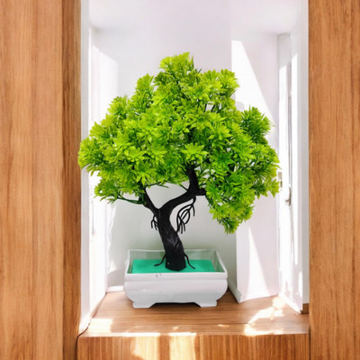 DIYANK Artificial green trees plant for dinning table, bedroom etc. Bonsai Wild Artificial Plant  with Pot(23 cm, Green)