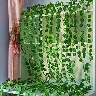Siddhivinayak 8ft Set of 2 Artificial Money Plant Vine,For|Home|Office|Garden|Decoration Artificial Plant(228 cm, Green)