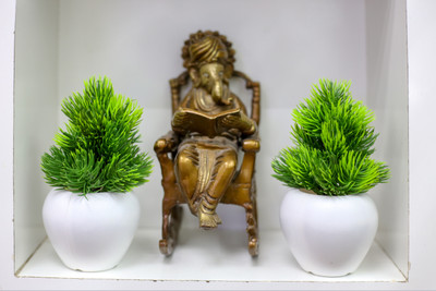KanRaj Beautiful Artificial Plants For Home And Office Decor Bonsai Wild Plant Bonsai Wild Artificial Plant  with Pot(13 cm, Green)