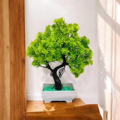 DIYANK Artificial green trees plant for dinning table, bedroom etc. Bonsai Wild Artificial Plant  with Pot(23 cm, Green)
