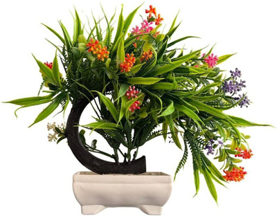 GREENISH Artificial Bonsai Plant with Pot for Home, Office, and Wedding Decor Pack of 1 Bonsai Artificial Plant  with Pot(25 cm, Green)