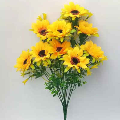tosim Home Or Office Decoration Yellow Sunflower Artificial Flower Wild Artificial Plant(33 cm, Yellow)