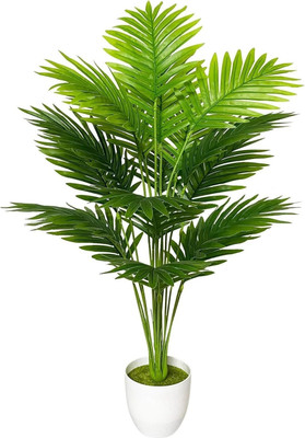 De Gardenia Artificial Areca Palm Plant with 18 Leaves & White Pot Artificial Plant  with Pot(75 cm, Green)