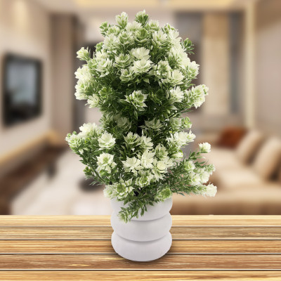Parisha Décor Artificial plant for decoration Home/Office/Hotel/Restaurant Table and shelfs Wild Artificial Plant  with Pot(32 cm, Green, White)