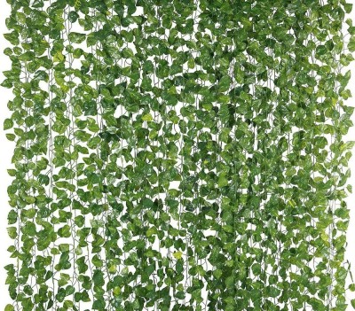 CGC Artificial Money Plant Leaf Bail Hanging Money plant (pack of 12) Artificial Plant(244 cm, Green)