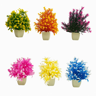 homnest Premium Artificial Plants with Pots for Home Decor Artificial Plant  with Pot(17 cm, Multicolor)