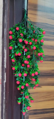 Nimkar's Artificial Cherry Hanging Bail/ Bunch/Fruits for Decoration with Hanging Hook Bonsai Artificial Plant(45 cm, Green, Red)