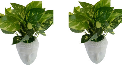 Green Plant indoor Bonsai Artificial Plant  with Pot(8 cm, Green)