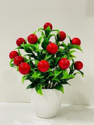 Dreamlao Bonsai Artificial Plant  with Pot(25.4 cm, Green, Red, White)