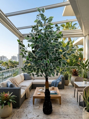 Anbia Premium Artificial Ficus Plant with Lite Weight for Home Decor Bonsai Artificial Plant  with Pot(100 cm, Green)