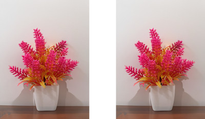 Decorsdivine Decorsdivinee Set 2 Of Home Décor Artificial Plant And Flowers Artificial Plant With Pot (22 Cm, Pink, White) For Rs. 119 @ 70% off