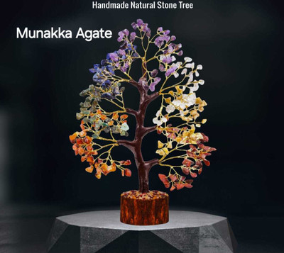 Munakka agate Seven Chakra Tree Decorative Showpiece  -  8 cm(Stone, Multicolor)