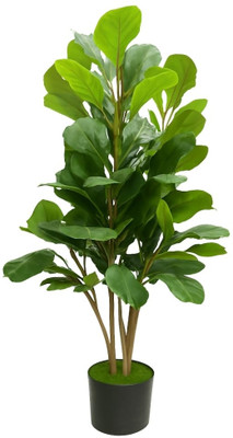 De Gardenia Artificial Fiddle Leaf Fig Tree 3 Stems & Realistic Leaves Artificial Plant  with Pot(105 cm, Green)