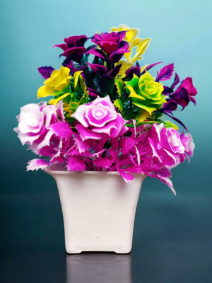 oms Wild Artificial Plant  with Pot(18 cm, Multicolor)