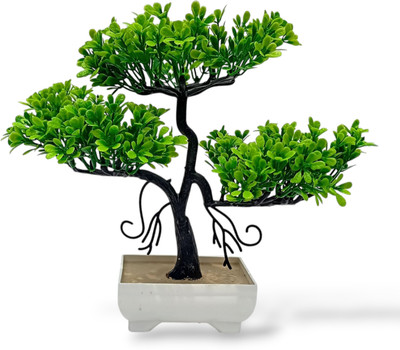 ROYASH artificial Plants Green Tree for home decor plants with pot Bonsai Wild Artificial Plant  with Pot(25 cm, Green)