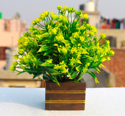 Leafora Artificial Plant  with Pot(18 cm, Green)