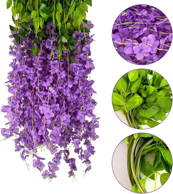 well art gallery R.M. INDUSTRIES Artificial Flower Wisteria Hanging Vine for Home Decoration Artificial Plant(110 cm, Purple)