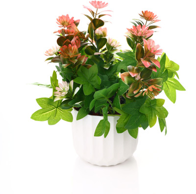 GREENZY GZ-114 Bonsai Artificial Plant  with Pot(22 cm, Orange)