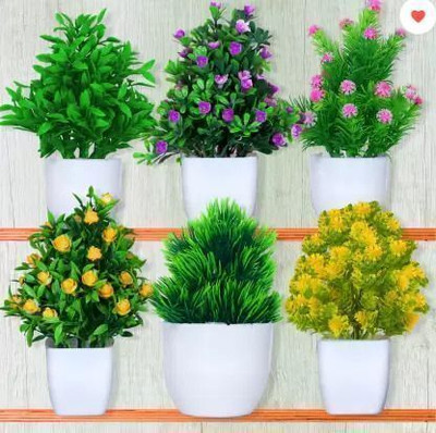 brozzo Artificial plants are lifelike! for home décor office decoration Bonsai Artificial Plant with Pot(10 cm, Green)