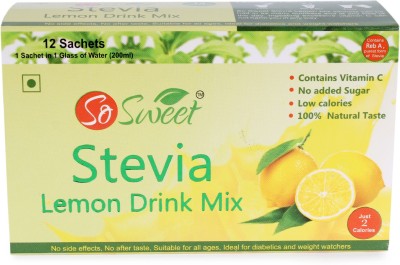 SO SWEET Stevia Sugar Free Lemon Drink Mix With Vitamin C - 12 Sachet Sweetener(12 Sachet)